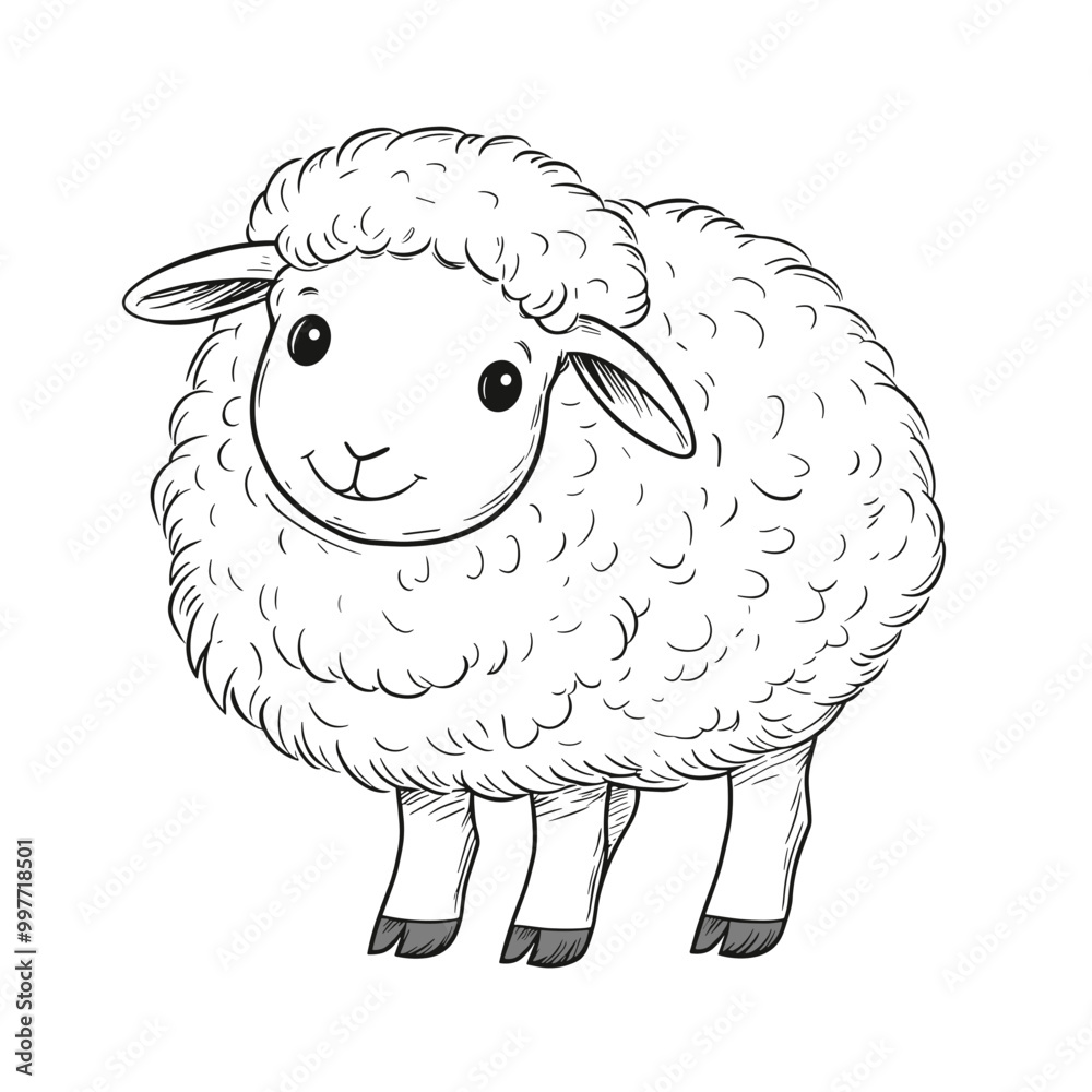 Sheep Isolated Coloring Page for Kids Stock Vector | Adobe Stock