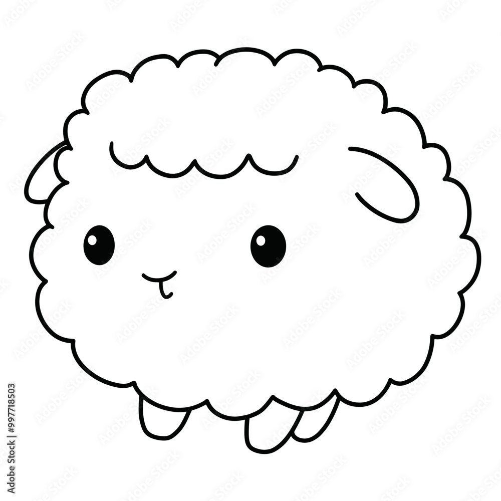 Sheep Isolated Coloring Page for Kids Stock Vector | Adobe Stock