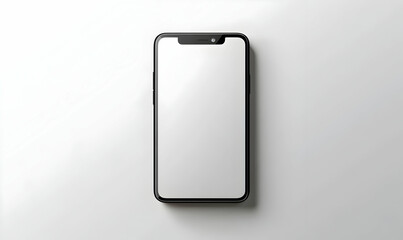 Smartphone with a blank screen on a white background