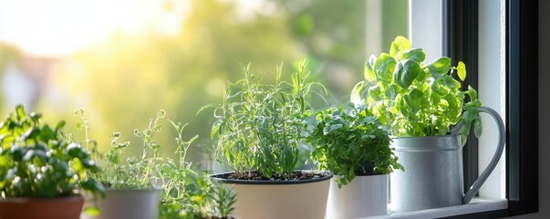 A peaceful Sunday morning spent tending to a balcony garden, watering plants and enjoying the fresh air, Sunday gardening, relaxed nature care