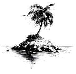 Wall Mural - palm tree silhouette on the beach