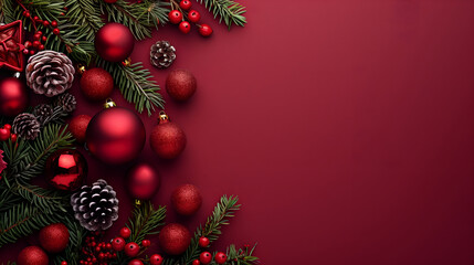 christmas tree decoration on red background