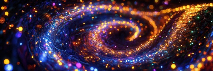 Poster - Colorful Christmas lights twinkle and spin in a vibrant vortex, adding a captivating charm to nighttime holiday festivities. Generative AI
