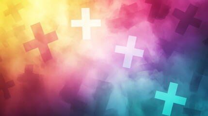 Poster - A colorful gradient background with subtle cross shapes, perfect for religious, spiritual, or positive themes.