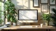 © Tatiana Vagizova - Modern Home Office Desk with Green Plants – Generative AI