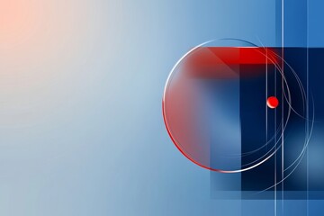 Poster - Abstract blue and red geometric background with a circle, square, and red dot. This background is perfect for modern and minimalist designs.