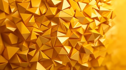 Poster - Abstract Golden Triangle Background - 3D Geometric Pattern.  Represents modern art, technology, luxury, and success.