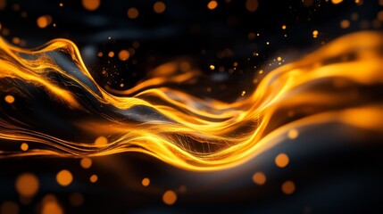 Poster - Abstract golden river flowing through a dark and starry sky, symbolizing energy, flow, mystery, infinity, and creation.