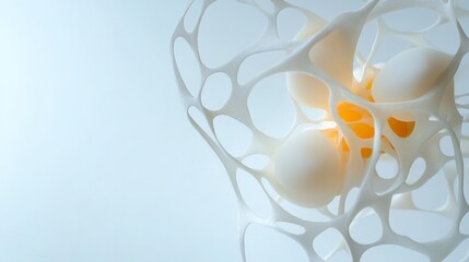 Poster - Abstract White Network with Orange Sphere, a captivating image that represents connection, structure, and intricate design.