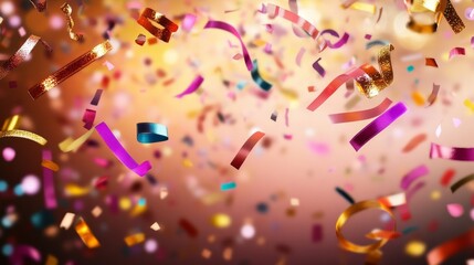 Poster - Colorful confetti and ribbons float in the air, symbolizing joy, celebration, excitement, success, and new beginnings.