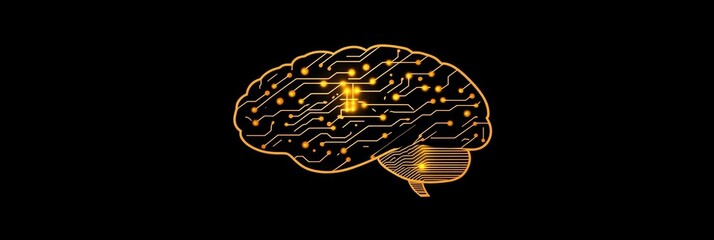 Poster - digital brain - the future of intelligence, a concept illustration showing a human brain with circui