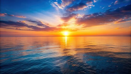 Wall Mural - Sunset over the horizon on a calm sea , sunset, horizon, sea, ocean, sky, dusk, reflection, tranquil, scenic, nature, beauty