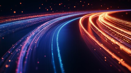 motion effect colorful light trail traffic road or connection digital movement