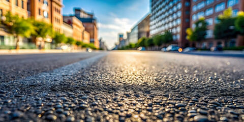 Close-up detailed shot of asphalt ground on a city street, asphalt, ground, texture, surface, road, close-up, urban, city