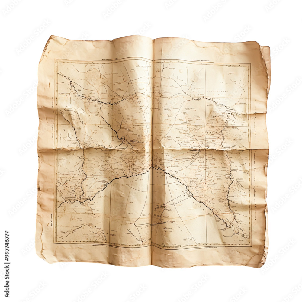 Vintage Map on Antique Paper Texture Background Stock Photo | Adobe Stock
