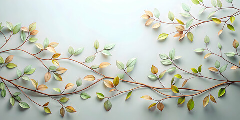 Abstract composition of delicate leaves and intertwined branches, abstract, foliage, nature, organic, tree, botany
