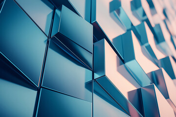 Wall Mural - Geometric shapes and gradients in shades of blue and grey, creating a clean and modern business vibe.  Generative AI.