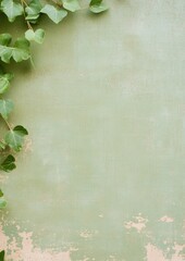 Poster - Botanical Textured Background in GardenCore Style with Green Leaves on Pastel Wall