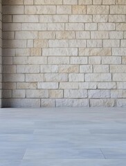 Poster - Minimalist Stone Wall and Tile Floor with Empty Space for Mockups and Backgrounds