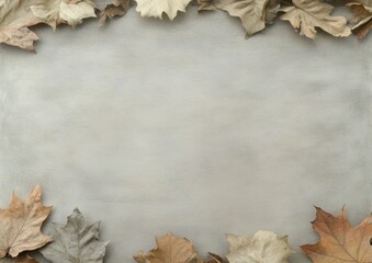 Canvas Print - Minimalistic Autumn Leaves on Neutral Background - Simple Natural Beauty in New Age Minimalism