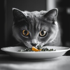 Canvas Print - Cat Eating Food.