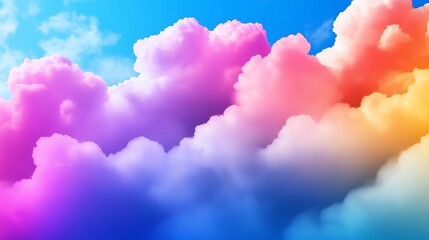 Poster - Colorful cloudscape with bright pink, purple, blue, and orange tones against a vibrant blue sky.