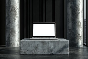 Sticker - Laptop Mockup Concrete.