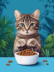 Wall Mural - Cat & Food Bowl.