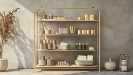 Canvas Print - Gold Shelf Bathroom Decor.