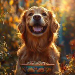 Poster - Golden Retriever Dinner.