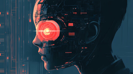 Illustration artificial intelligence and machine learning concept. modern technology. technologies of the future. Cyborg Revolution. Illustration