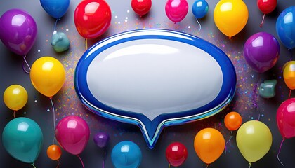 Speech bubbles, Colorful Celebration with Speech Bubbles for Custom Message, New Year concept arts, background with balloons