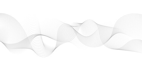 Wall Mural - Abstract grey, white smooth element swoosh speed wave modern stream background. Wave with lines created using blend tool. Abstract frequency sound wave lines and twisted curve lines background.	