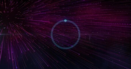 Poster - Animation of loading circle over light trails on black background