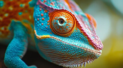 Close up of colorful chameleon