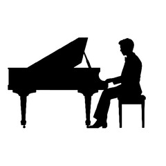 Classical Concert Pianist Silhouette Vector Transparent Background