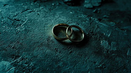 close-up shot of two gold wedding rings resting on textured fabric, symbolizing eternal love, commitment, and the sacred bond of marriage, highlighting the timeless significance of union