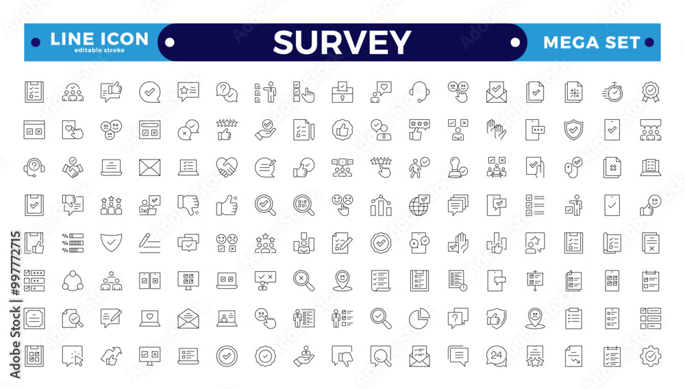 Survey icon set. Containing feedback, opinions, questionnaires, polls ...