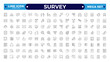 © artshuvo - Survey icon set. Containing feedback, opinions, questionnaires, polls, research, data collection, review, and satisfaction icons. Editable stroke outline icon.