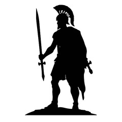 Historic Roman Warrior Silhouette Vector Transparent Background