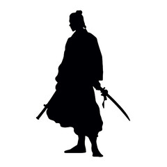 Traditional Samurai Silhouette Vector Illustration Transparent Background