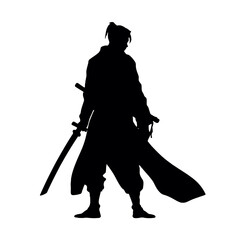 Samurai Warrior Silhouette Vector on Transparent Background