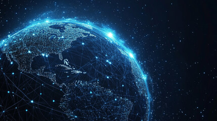futuristic digital landscape showcasing global connectivity. streams of binary code and interconnect