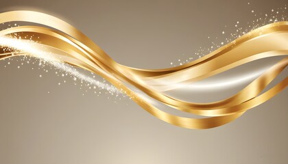 elegant golden ribbon banner adorned with shimmering highlights, gracefully floating in midair