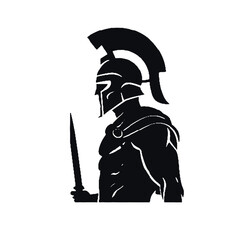 Wall Mural - Strong Spartan Silhouette Vector Illustration Transparent Background