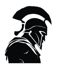 Sticker - Spartan Soldier in Battle Stance Silhouette Vector Illustration Transparent Background