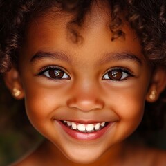 Wall Mural - A close up of a smiling little girl with curly hair