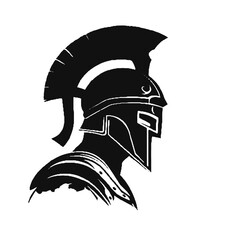 Wall Mural - Helmeted Spartan Silhouette Vector Illustration Transparent Background