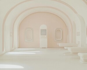 Poster - Minimalist Futuristic Longevity Clinic with Retro-Futuristic Elements and Medical Devices