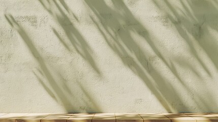Poster - Minimalist Organic Beige Wall with Subtle Shadows and Wooden Floor - Serene and Modern Indoor Ambiance
